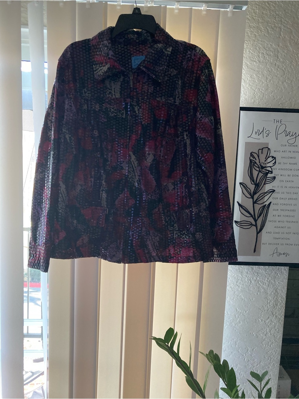 Women's Purple Patterned Zip-Front Jacket